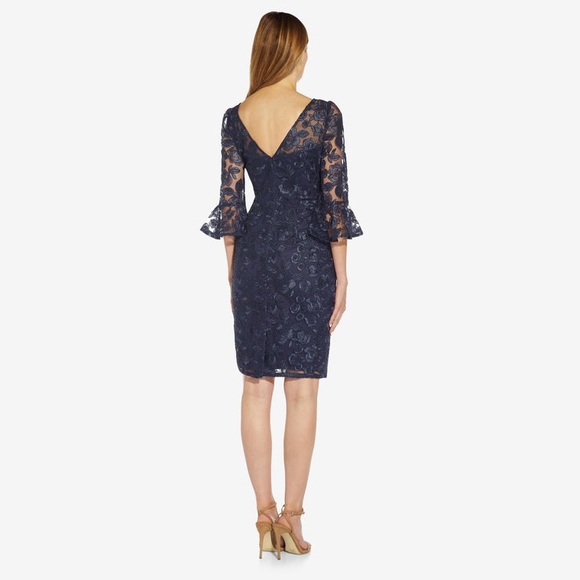 adrianna papell navy blue beaded dress Adrianna Papell